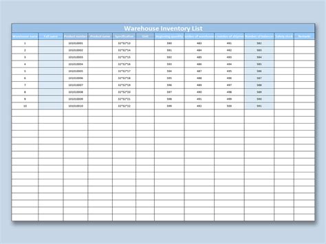 EXCEL Of Blue Warehouse Inventory List Xlsx WPS Free Templates
