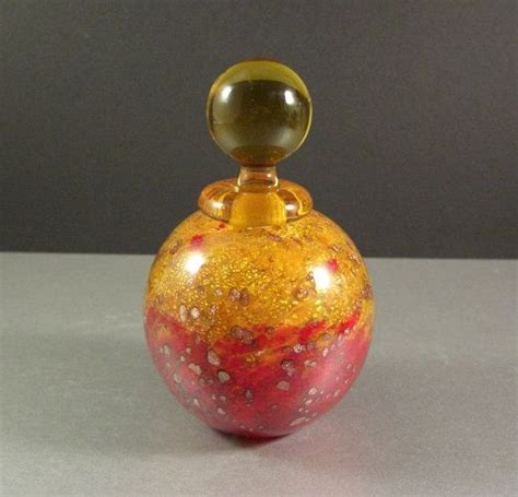 signed moretti murano art glass scent perfume bottle stunning vibrant aventurine glass