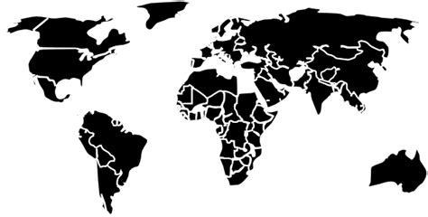 Black White Outline World Map No Background Clip Art At