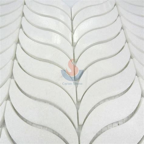 Crystal White Leaf Shaped Mosaic Tile Fashion Design Marble Stone