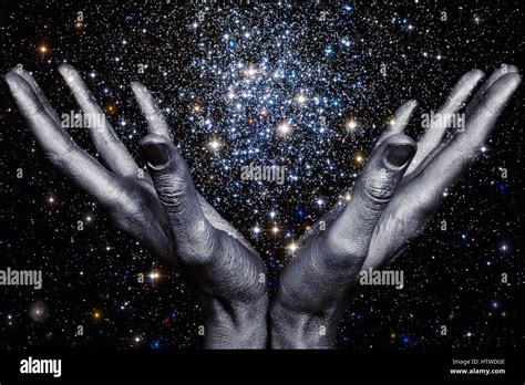 Gods Hands Holding A Star Galaxy In Space Stock Photo Alamy