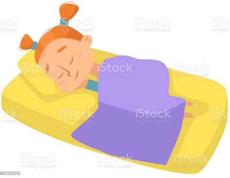 Little Girl Sleeping Sweetly In Her Bed Under Blanket Bedtime Sweet