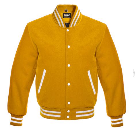 Letterman Varsity Jacket All Wool Yellow Skaf Impex