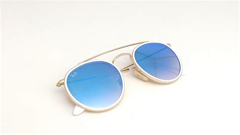Funky White Gold Ray Ban Sunglasses Double Round Bridge Etsy