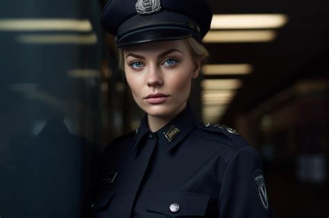 Premium Ai Image Portrait Of Female Police Officer In Uniform