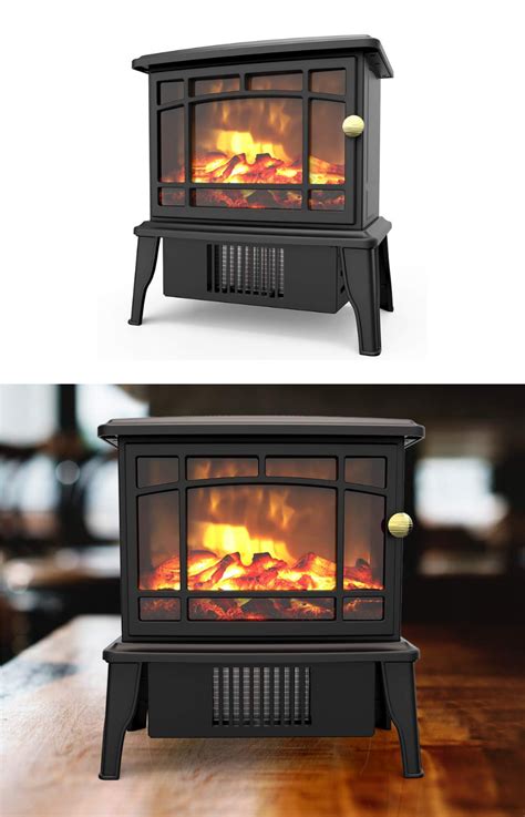 A space heater is a device used to heat a single, small area; Small Desktop Space Heater with Realistic Log Fuel Effect ...