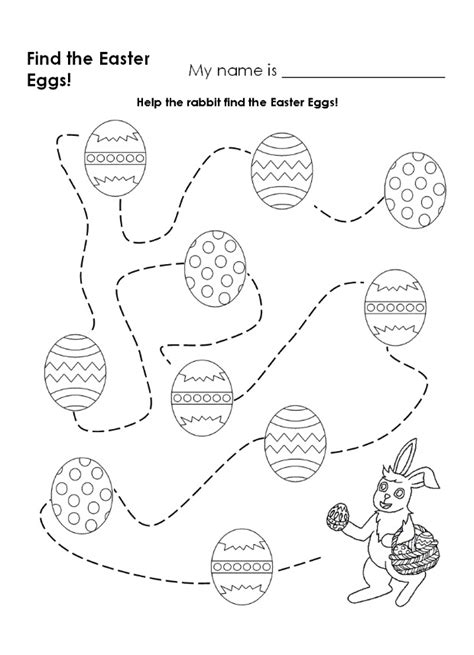 Easter Worksheet Help The Rabbit Find The Eggs Preschool Crafts