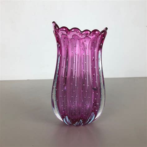 Vintage Bullicante Murano Glass Vase By Archimede Seguso Italy 1970s