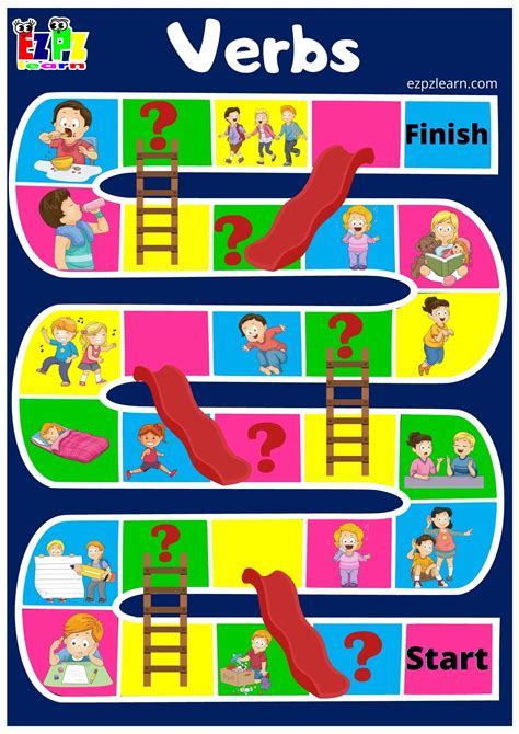 Action Verbs Slides And Ladders Game