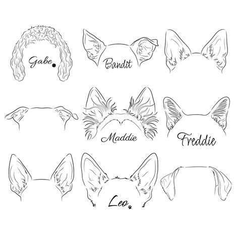 Dog Ears Outline Tattoo Cute Ear Outline Cat And Dog Pet Ear Etsy Uk