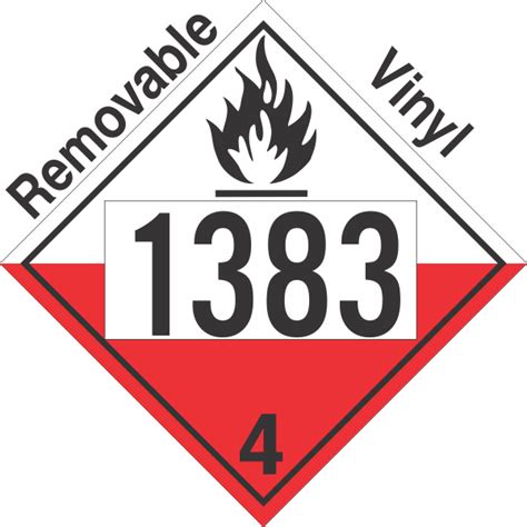 Spontaneously Combustible Class Un Removable Vinyl Dot Placard