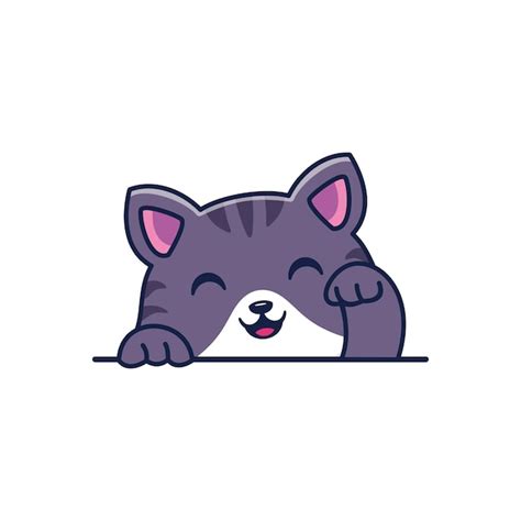 Premium Vector Cute Gray Cat Cartoon Vector Illustration