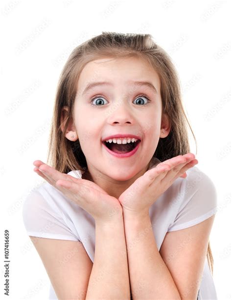 Portrait Of Adorable Surprised Little Girl Isolated Foto De Stock