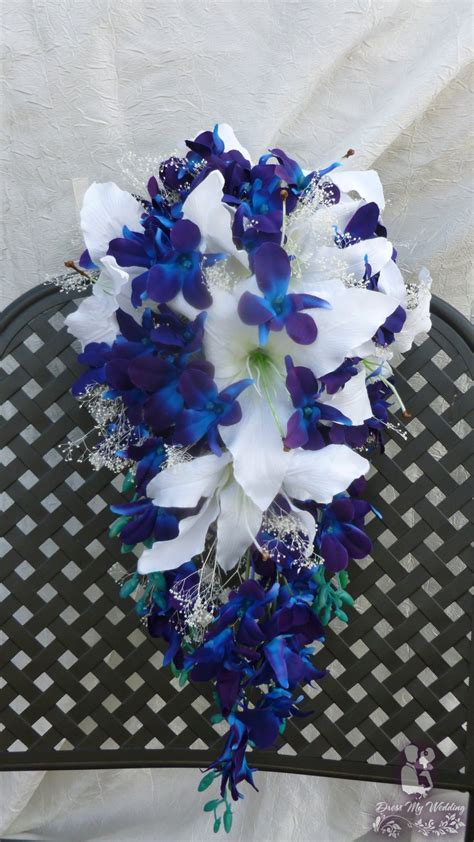 dress my wedding casablanca lily and galaxy orchid cascading bouquet