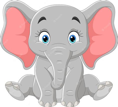 Premium Vector Cartoon Happy Baby Elephant Sitting