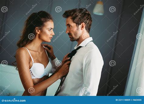 Beautiful Couple In Love Hugging And Kissing During Foreplay Stock Image Image Of Romance