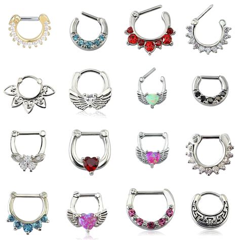 Zs 1 Pc16g Indiase Crystal Neus Ringen Met Cz Voor Vrouwen Opal Stone Septum Piercing