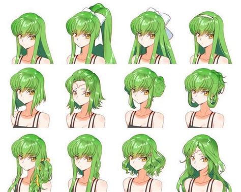Green Anime Manga Hairstyle References For Drawing Manga Hair How To