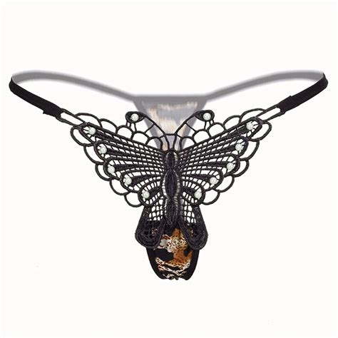 leopard sexy underwear women butterfly embroidery women thongs and g strings ladies thong t back