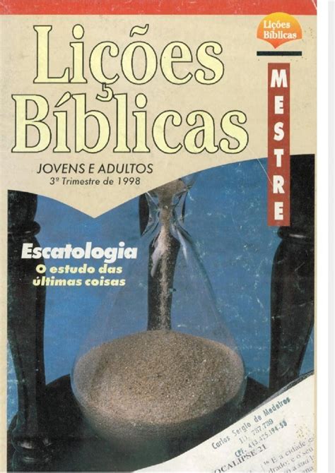 Pdf Lições Bíblicas 1998 3º Trimestre Escatologia O Estudo Das