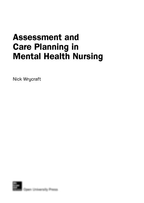 Solution Assessment And Care Planning In Mental Health Nursing Studypool