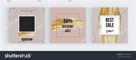 Social Media Nude Banners Gold Glitter Stock Vector Royalty Free