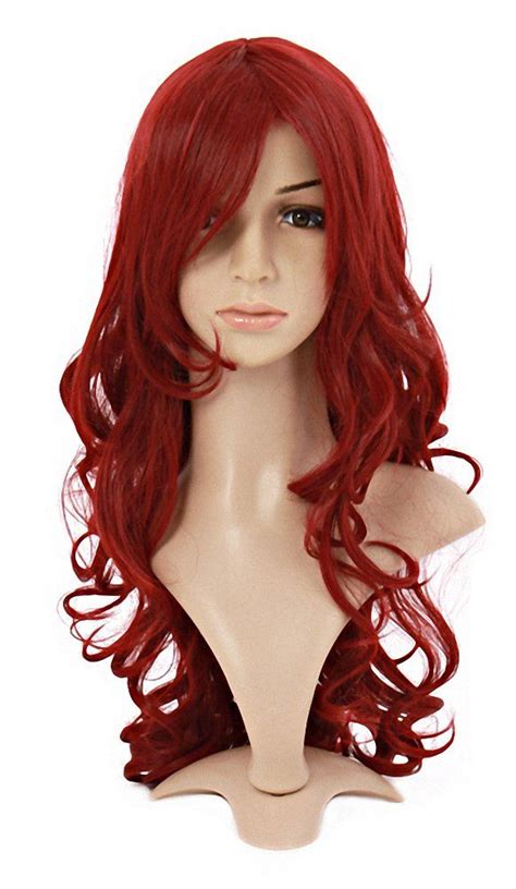 Kaden G Charming Synthetic Fiber Long Wavy Hair Wig Women S Party Full Wigs Wine Red Wine