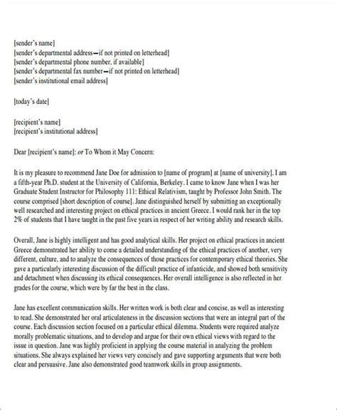 Free 5 Sample College Reference Letter Templates In Pdf Ms Word