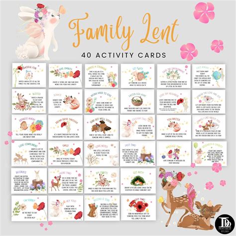 Printable 40 Lent Activity Cards Lenten Activity For Etsy Uk