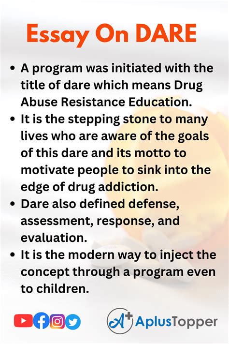 Dare Essay Essay On Drug Abuse Resistance Education A Plus Topper