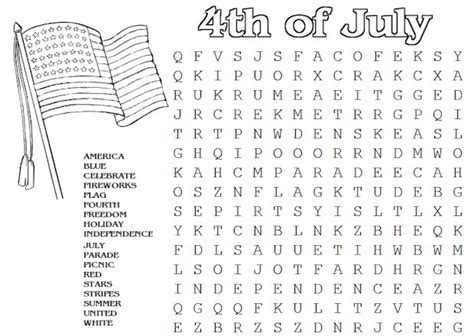 Sixteen 4th Of July Word Search Puzzles