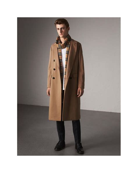 Burberry Double Breasted Extra Long Wool Cashmere Coat For Men Lyst