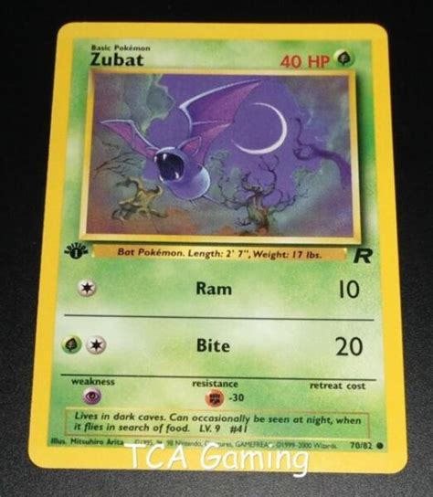 Pokemon Card 1 St First Edition Team Rocket Set Zubat 70 82 Mint For