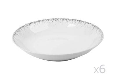 Lot de 6 assiettes creuse boréalis gris 20 cm en porcelaine blanc Les