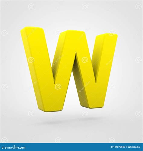 Plastic Yellow Letter W Uppercase Isolated On White Background Stock