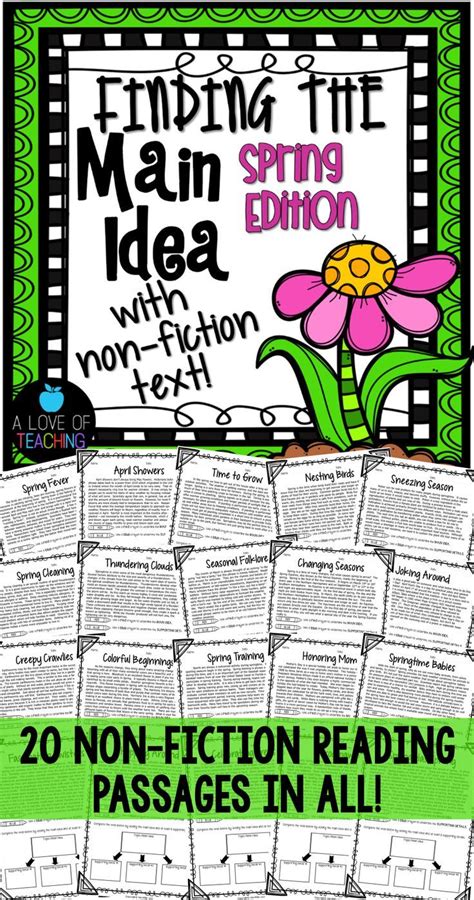 Spring Main Idea And Supporting Details Activities Graphic Organizers