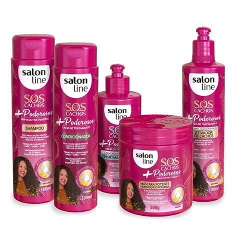 kit salon line s o s cachos poderosos shampoo 300ml condicionador 300ml creme para pentear