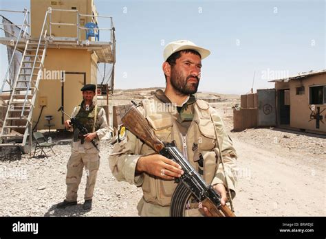 Afghan Security Forces Protect The Isaf Gate In Uruzgan Stock Photo Alamy