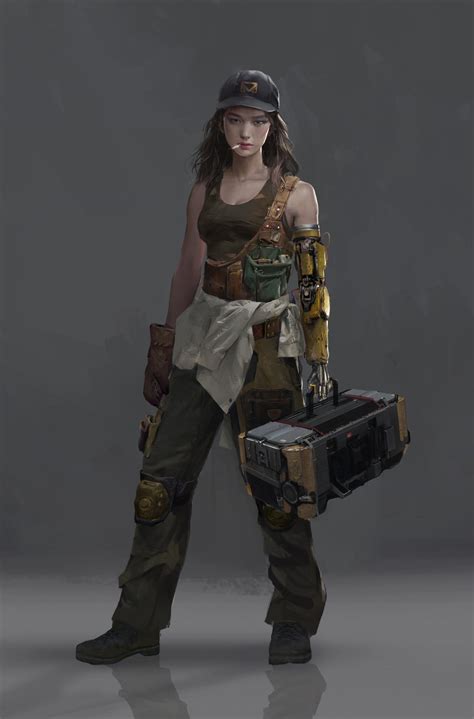 Artstation Repair Woman Worker Tingting Y Female Character Concept Sci Fi Clothing Sci Fi