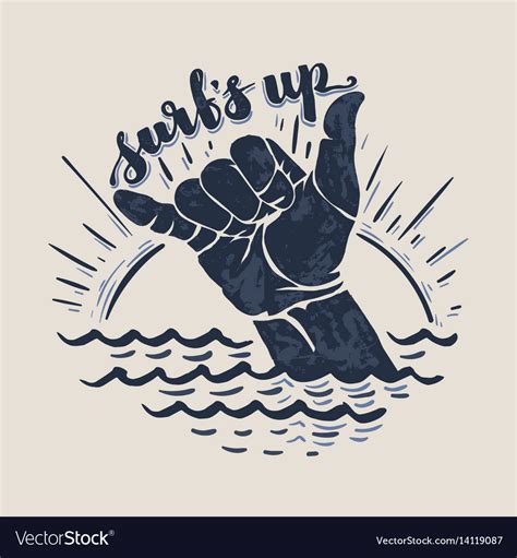 Surf Hand Sign Royalty Free Vector Image Vectorstock