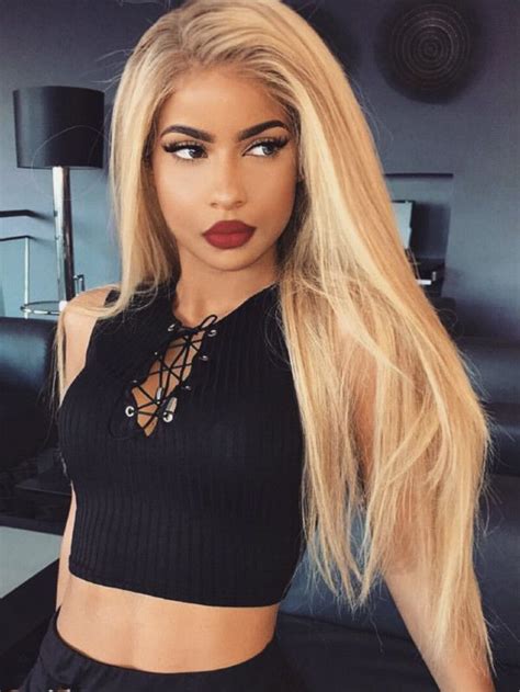 An african american woman can rock this hairdo as the burgundy color looks glamorous on black skin. Straight long blonde hairstyles wigs for black women human ...