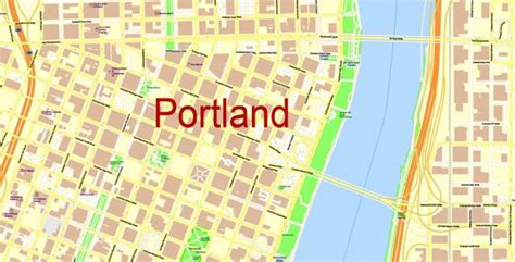 Portland Map Vector Oregon Exact City Plan Scale 13290 Full Editable