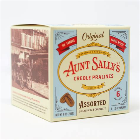 Aunt Sallys Creole Praline Assortment Box Of 6 Royal Praline Company