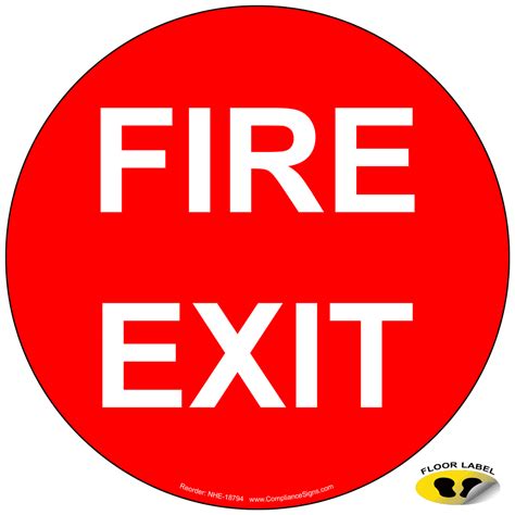 Fire Exit Floor Label Nhe 18794 Exit Emergency Fire