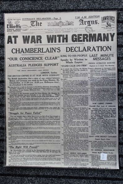 Newspaper The Argus 491939 Newspaper War With Germany At War