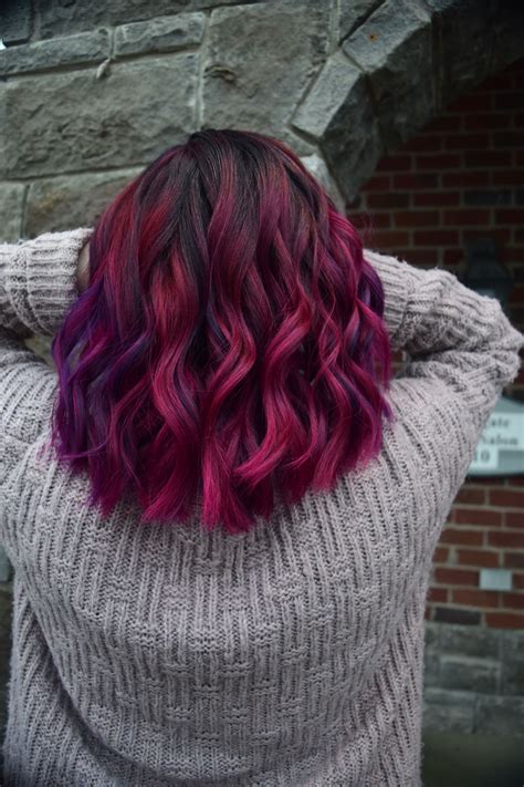 Magenta And Purple Ombré By Joshdoeshair Red Purple Hair Purple Ombre
