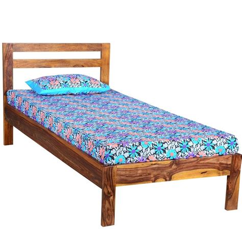Sheesham Wooden Single Size Bed For Bedroom Without Storage Honey