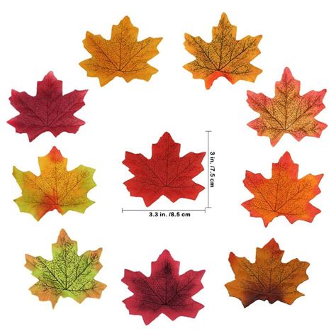 Supla 500 Pcs 10 Colors Assorted Fake Silk Autumn Maple