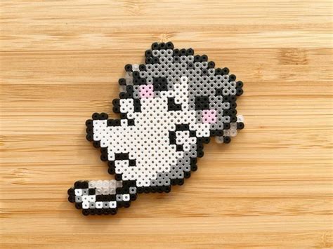 Kawaii Cat 8bit Pixel Perler Beads Art Can Be Fridge Magnet Etsy