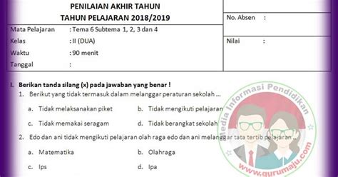 .soal dan kunci jawaban kelas 4 tema 6. Soal PAT / UKK Kelas 2 Tema 6 Kurikulum 2013 Tahun 2019 ...